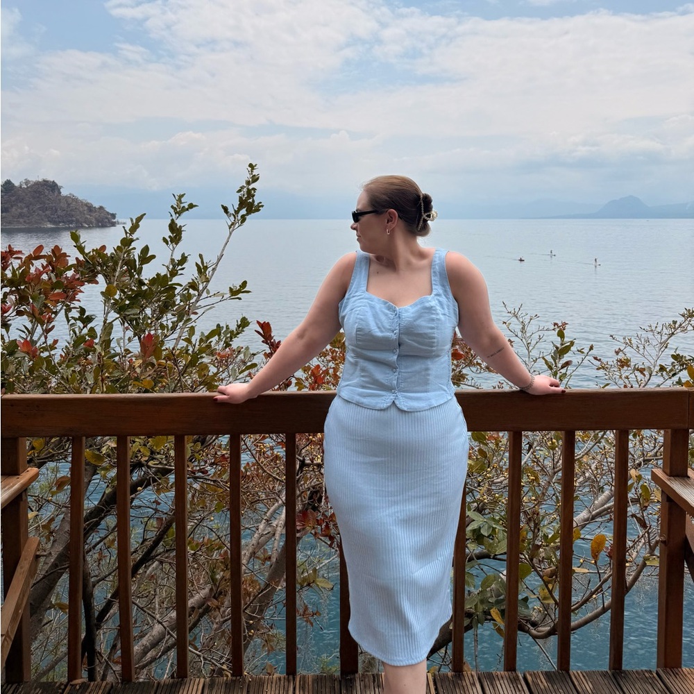 Baby Blue Stretchy Ribbed Skirt